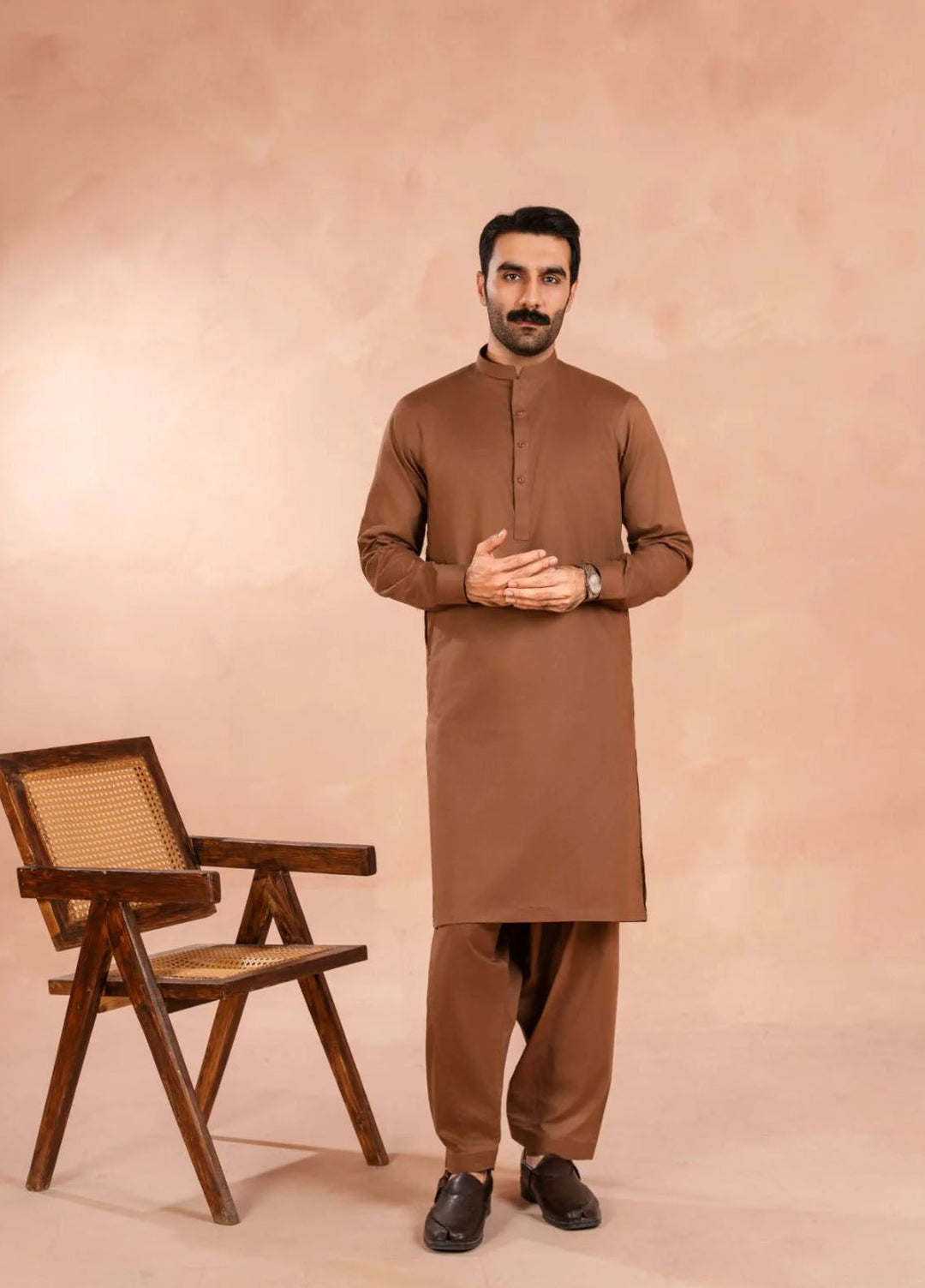 Andaaz by Sarkhail Plain Mens Kameez Shalwar - Mocha Brown