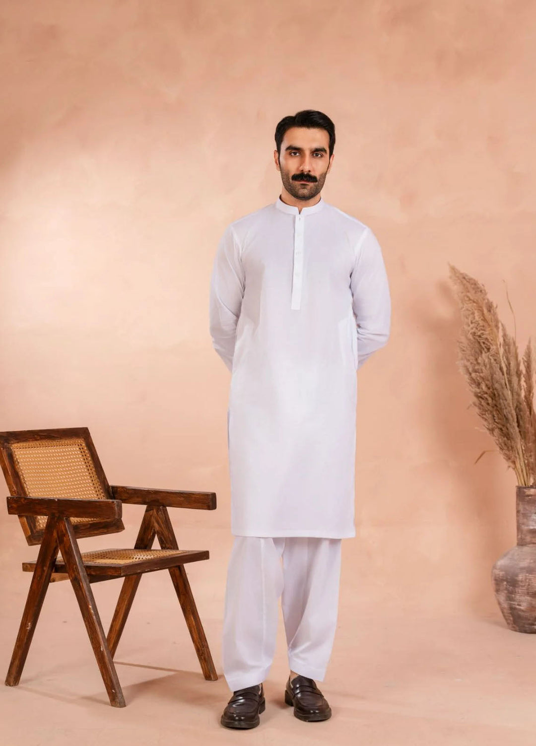 Andaaz by Sarkhail Plain Mens Kameez Shalwar - Premium Off White