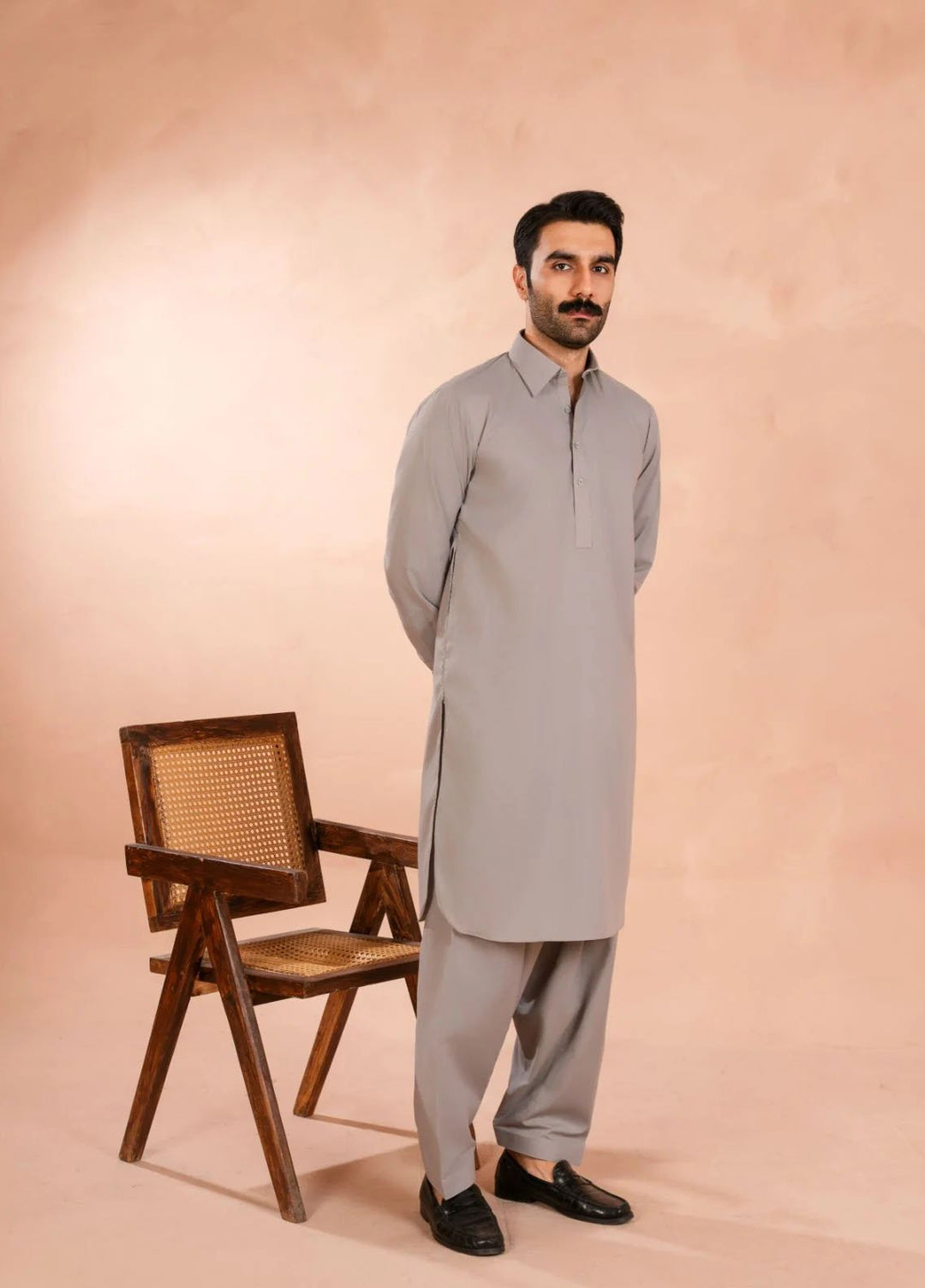 Andaaz by Sarkhail Plain Mens Kameez Shalwar - Steel Grey