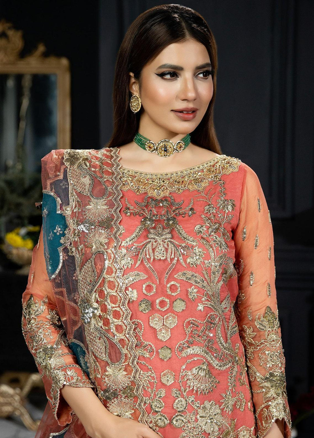 Andaaz-E-Khaas By Imrozia Premium Embroidered Organza Suits Unstitched 3 Piece IMP23AK IB-40 Giaa - Luxury Collection
