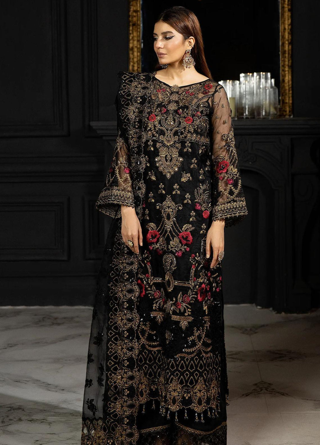 Andaaz-E-Khaas By Imrozia Premium Embroidered Organza Suits Unstitched 3 Piece IMP23AK IB-44 Qaila - Luxury Collection