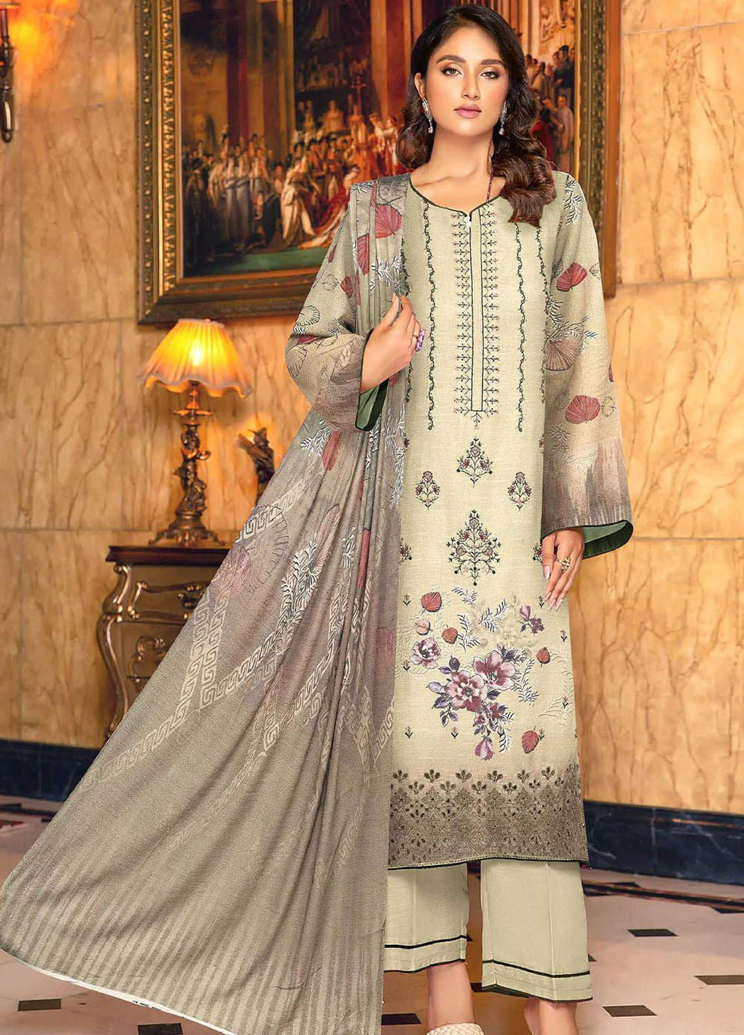 Andaz By Insiya Clothing Embroidered Dhanak Suits Unstitched 3 Piece INS23AZ D-04 - Winter Collection