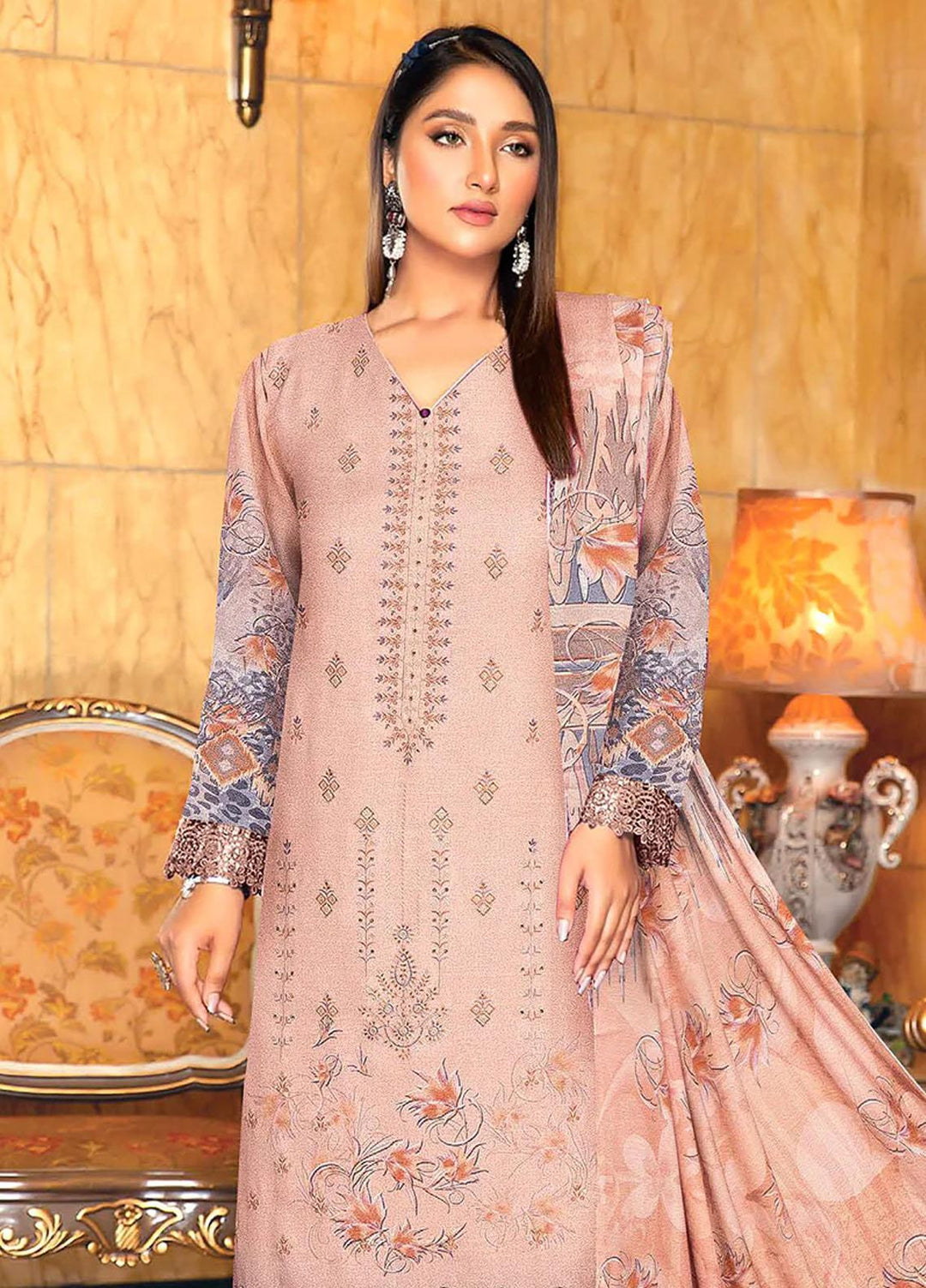 Andaz By Insiya Clothing Embroidered Dhanak Suits Unstitched 3 Piece INS23AZ D-08 - Winter Collection