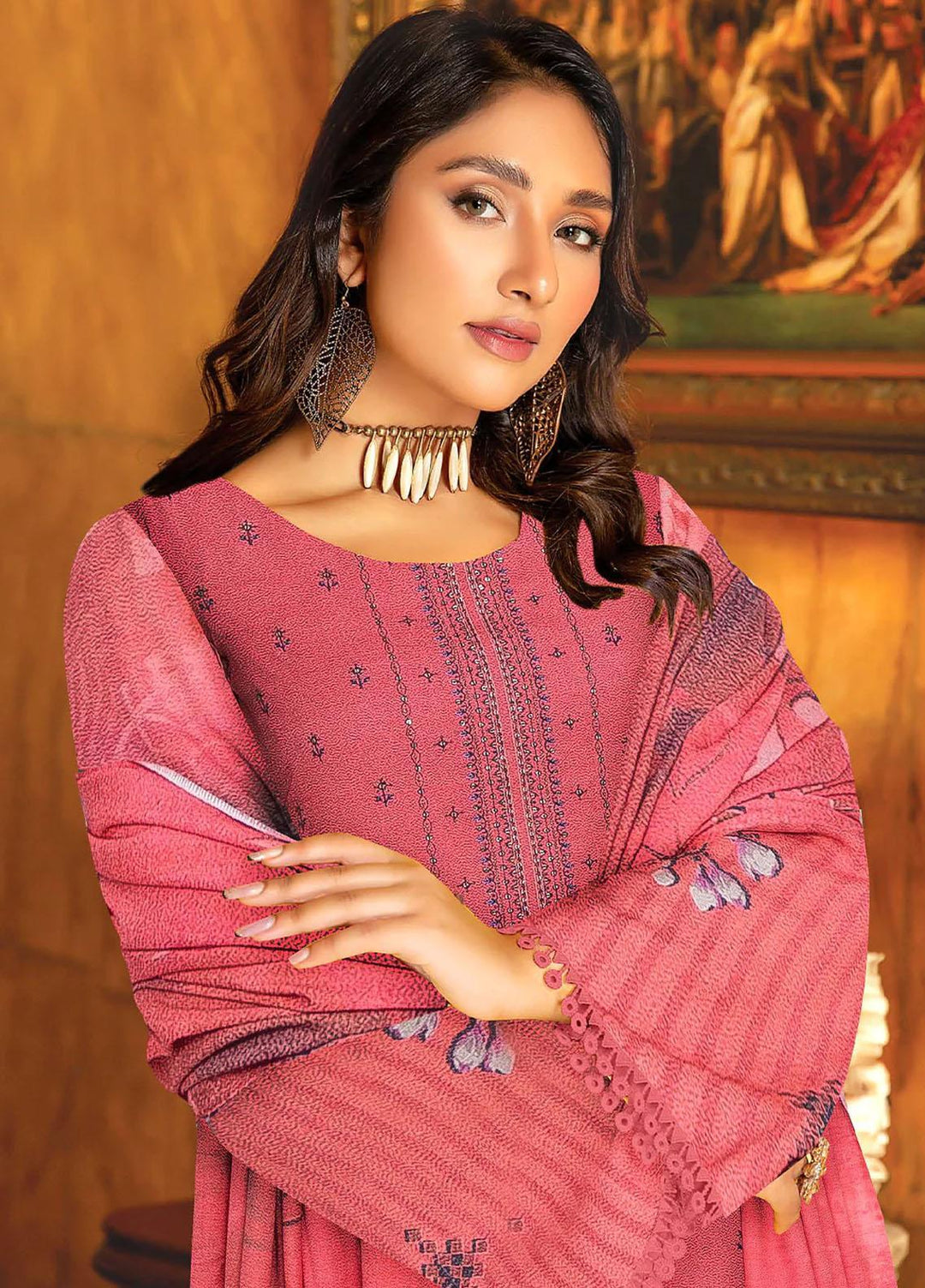 Andaz By Insiya Clothing Embroidered Dhanak Suits Unstitched 3 Piece INS23AZ D-09 - Winter Collection