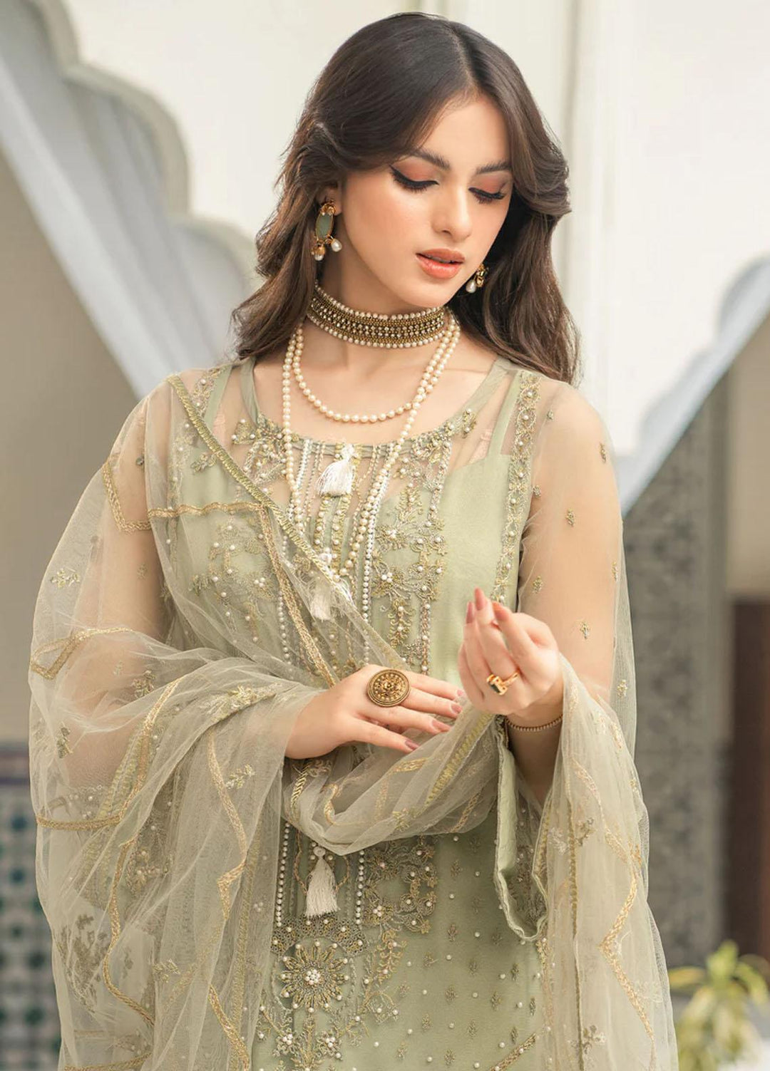 Andaz-e-Khas By Meeral Embroidered Net Suits Unstitched 3 Piece MRL24AK Maharoh - Formal Collection