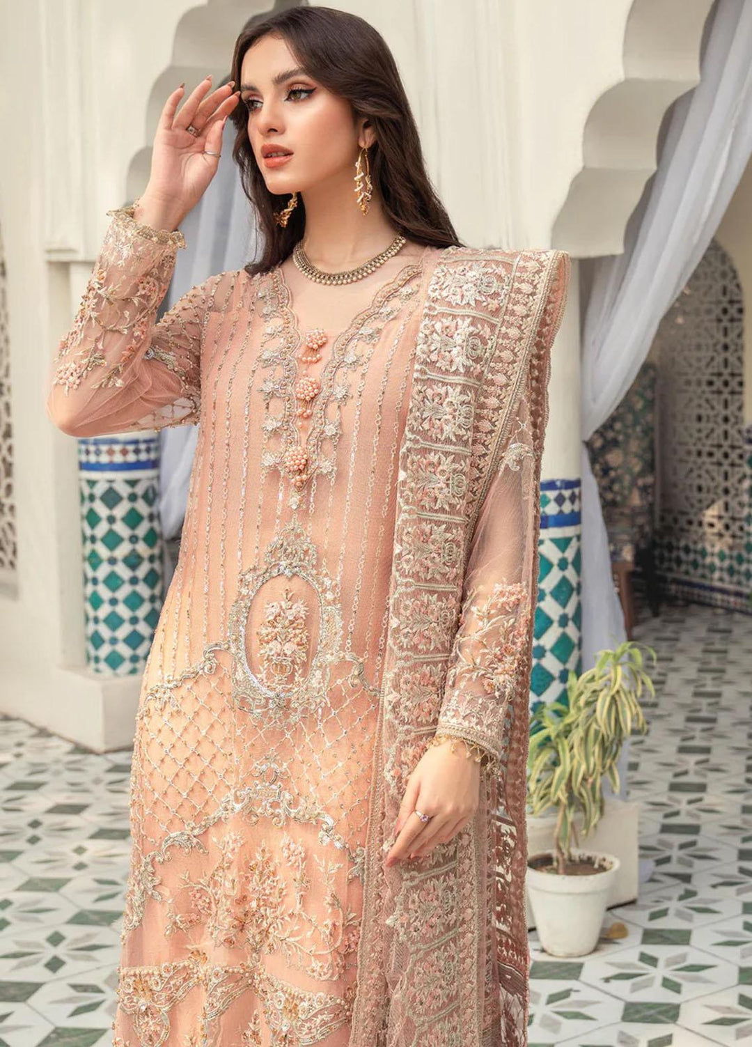 Andaz-e-Khas By Meeral Embroidered Net Suits Unstitched 3 Piece MRL24AK Nayab - Formal Collection