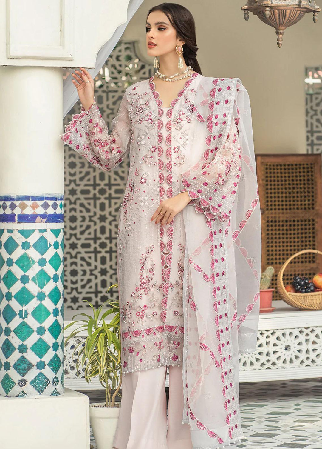 Andaz-e-Khas By Resham Ghar Embroidered Organza Suits Unstitched 3 Piece RG22AK DIA - Luxury Collection