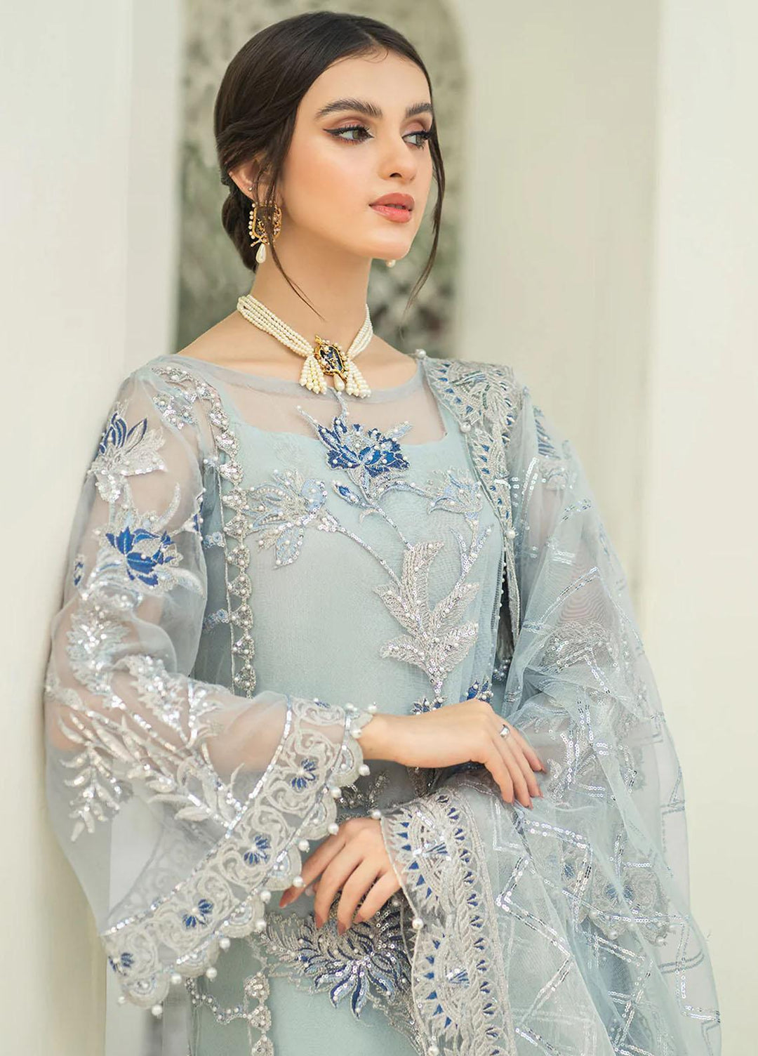 Andaz-e-Khas By Resham Ghar Embroidered Organza Suits Unstitched 3 Piece RG22AK FALAK - Luxury Collection