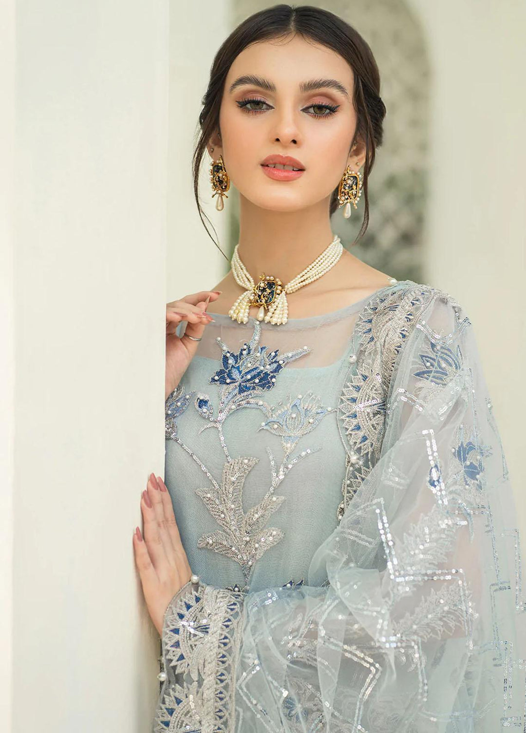Andaz-e-Khas By Resham Ghar Embroidered Organza Suits Unstitched 3 Piece RG22AK FALAK - Luxury Collection