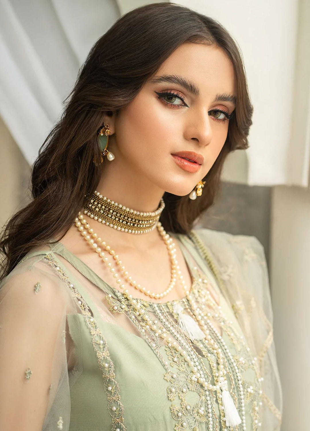 Andaz-e-Khas By Resham Ghar Embroidered Net Suits Unstitched 3 Piece RG22AK MAHAROH - Luxury Collection