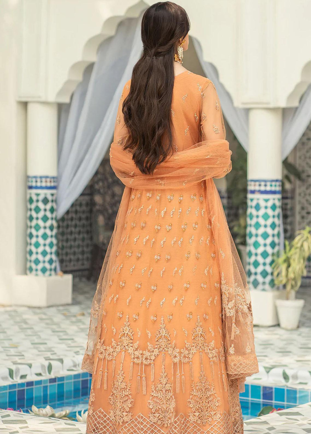 Andaz-e-Khas By Resham Ghar Embroidered Net Suits Unstitched 3 Piece RG22AK MASAKALI - Luxury Collection