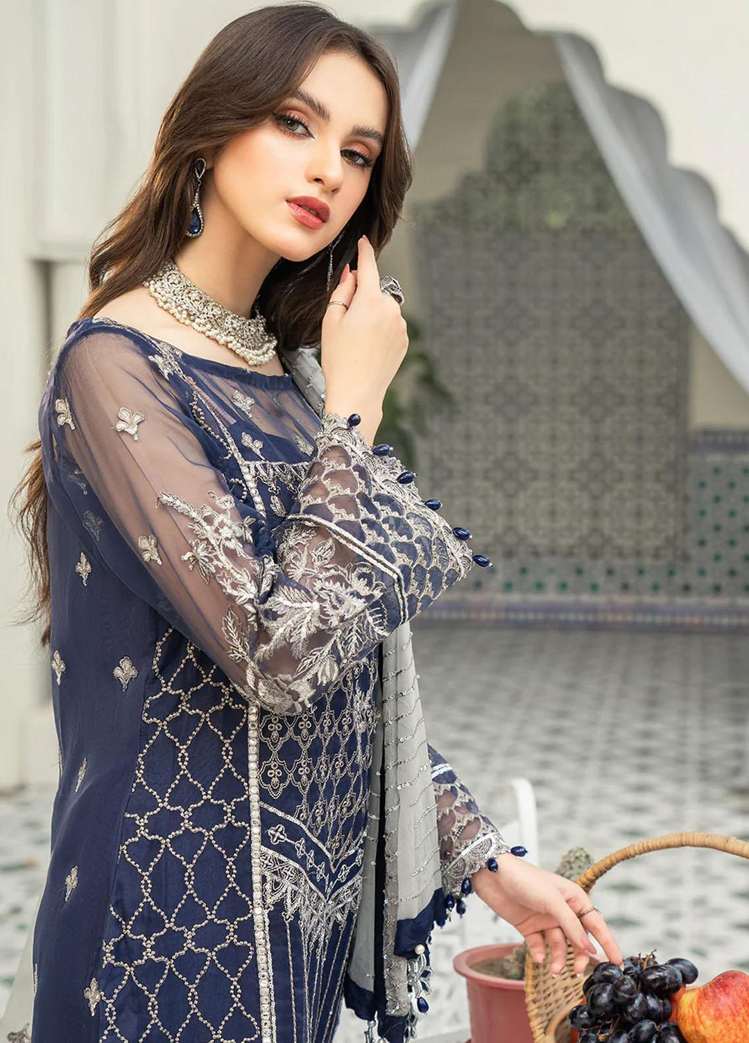 Andaz-e-Khas By Resham Ghar Embroidered Organza Suits Unstitched 3 Piece RG22AK REET - Luxury Collection