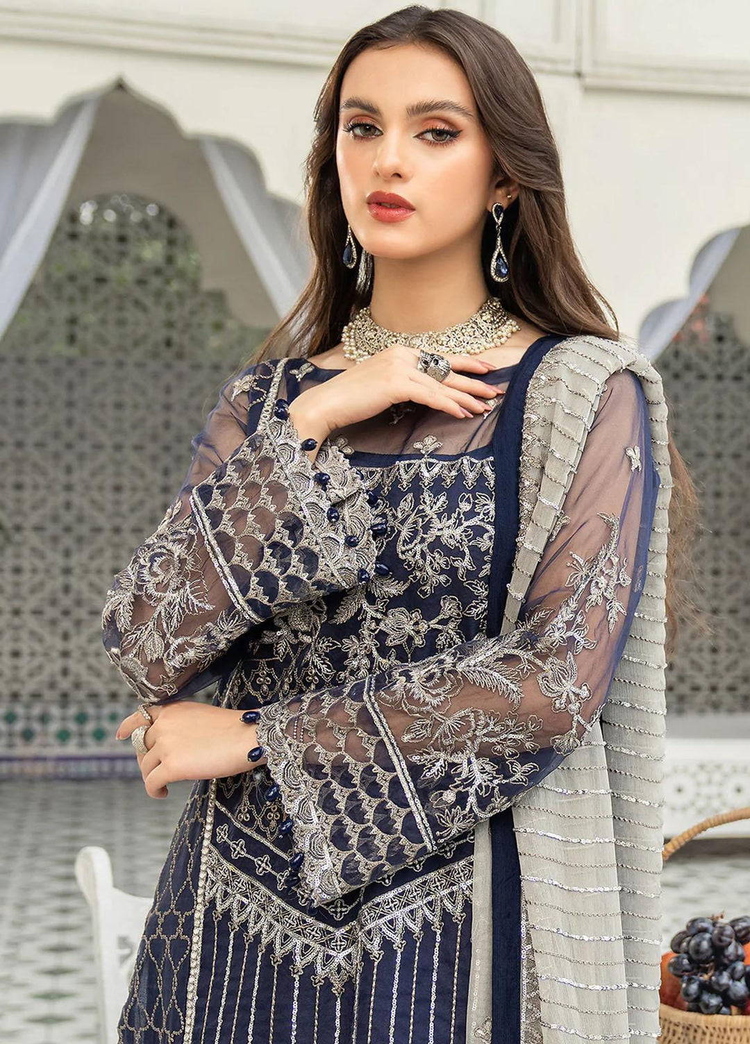 Andaz-e-Khas By Resham Ghar Embroidered Organza Suits Unstitched 3 Piece RG22AK REET - Luxury Collection