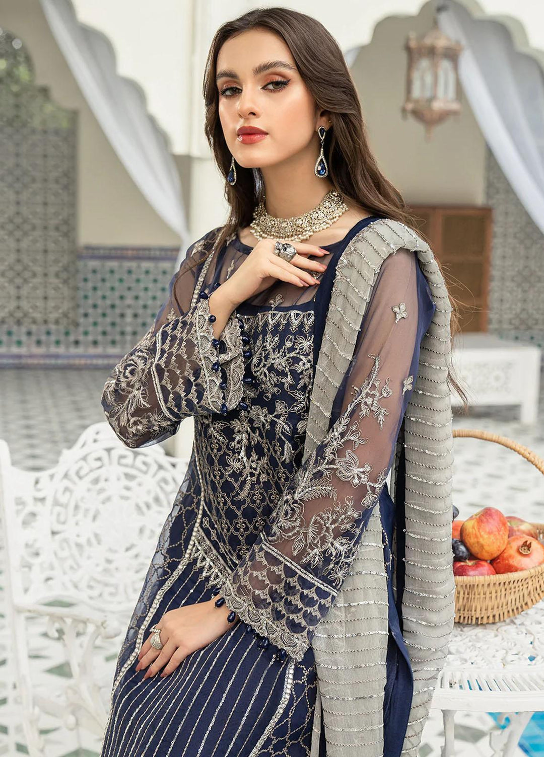 Andaz-e-Khas By Resham Ghar Embroidered Organza Suits Unstitched 3 Piece RG22AK REET - Luxury Collection