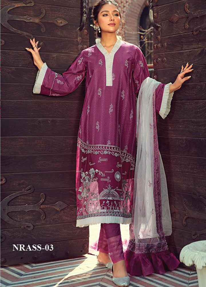 Angan By Noorangi Embroidered Lawn Suits Unstitched 3 Piece NG22A NRASS-03 - Premium Collection