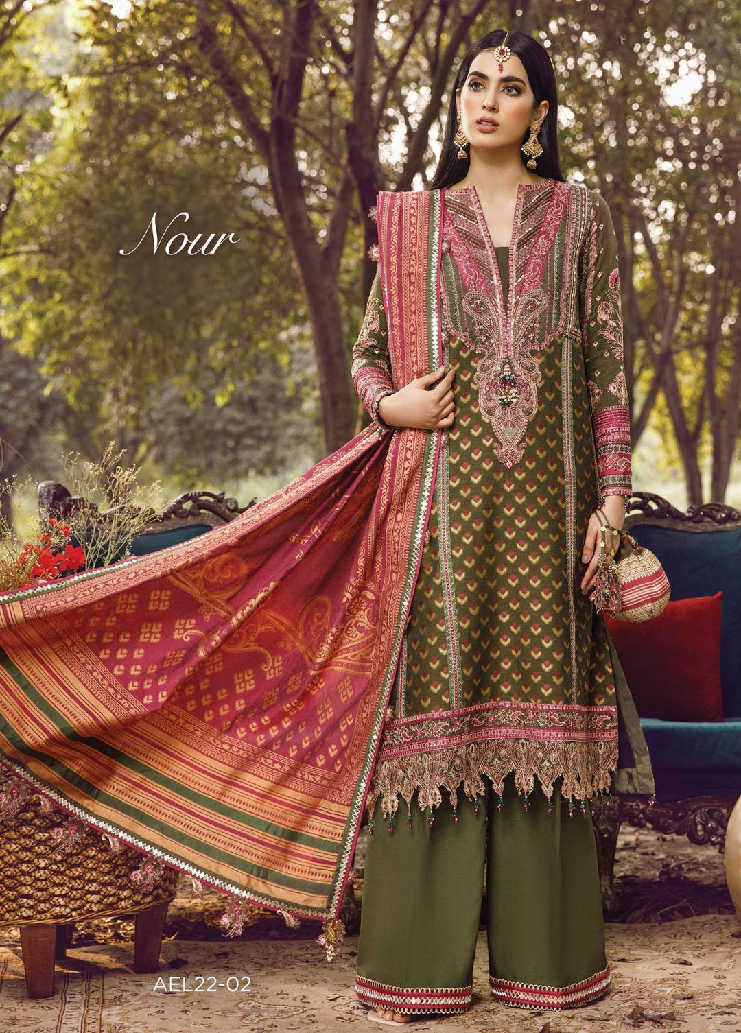 Ankara By Anaya Embroidered Linen Suits Unstitched 3 Piece AKC22LN AEL22-02 Nour - Winter Collection