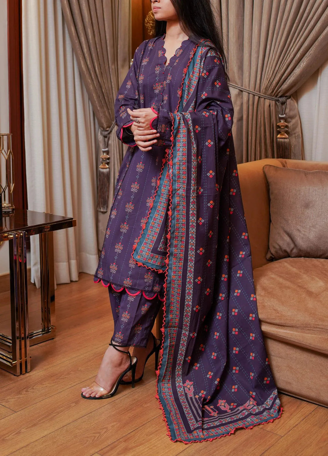 Annafeu Apparels Printed Cambric Suits Unstitched 3 Piece ICV01-007 - Summer Collection