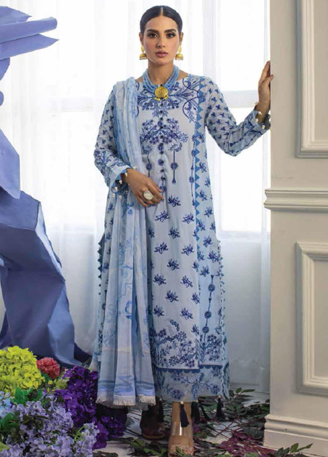 Ansab Jahangir Embroidered Lawn Suits Unstitched 3 Piece ANJ22ZL AJL22-07 - Summer Luxury Collection