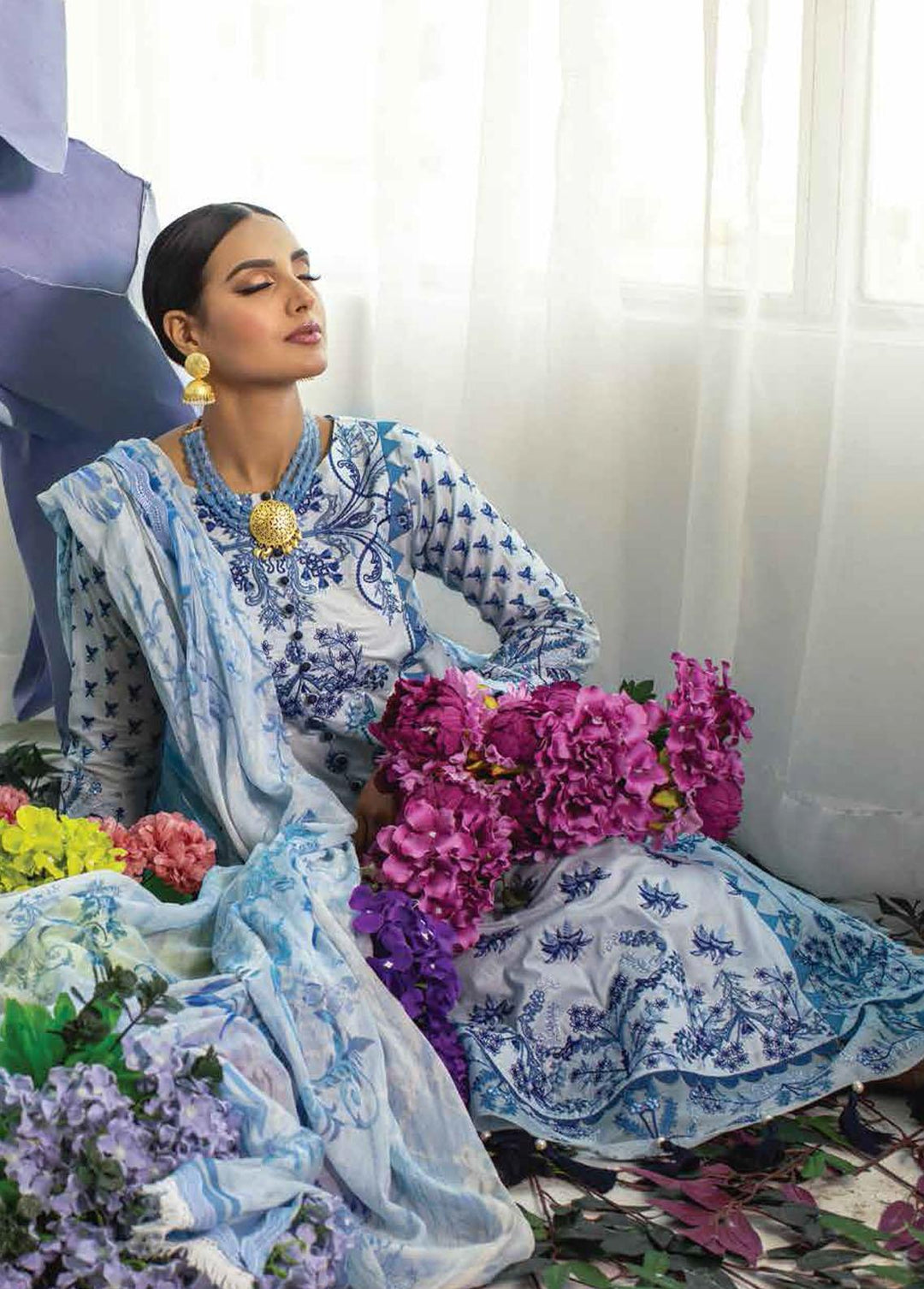 Ansab Jahangir Embroidered Lawn Suits Unstitched 3 Piece ANJ22ZL AJL22-07 - Summer Luxury Collection