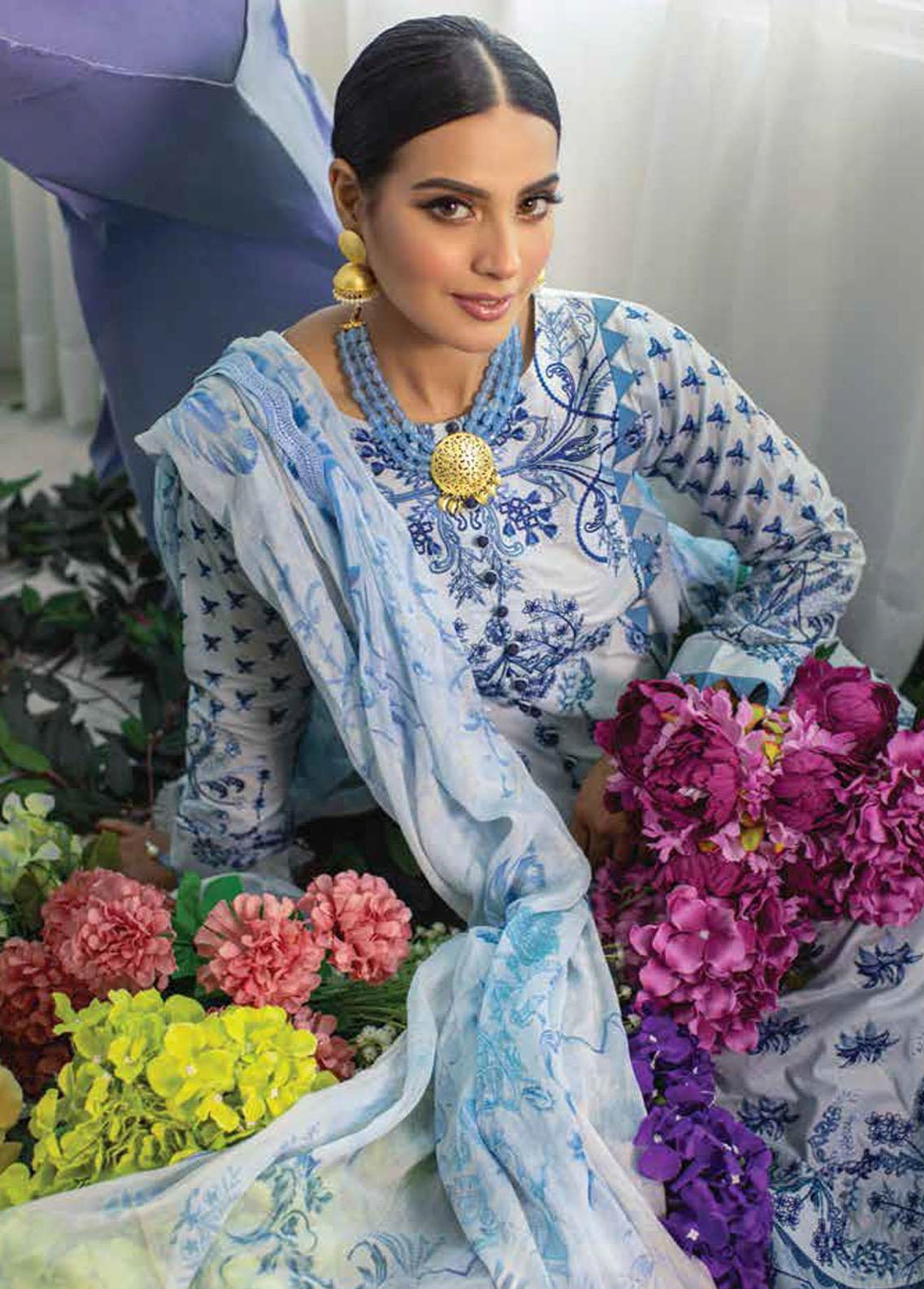 Ansab Jahangir Embroidered Lawn Suits Unstitched 3 Piece ANJ22ZL AJL22-07 - Summer Luxury Collection