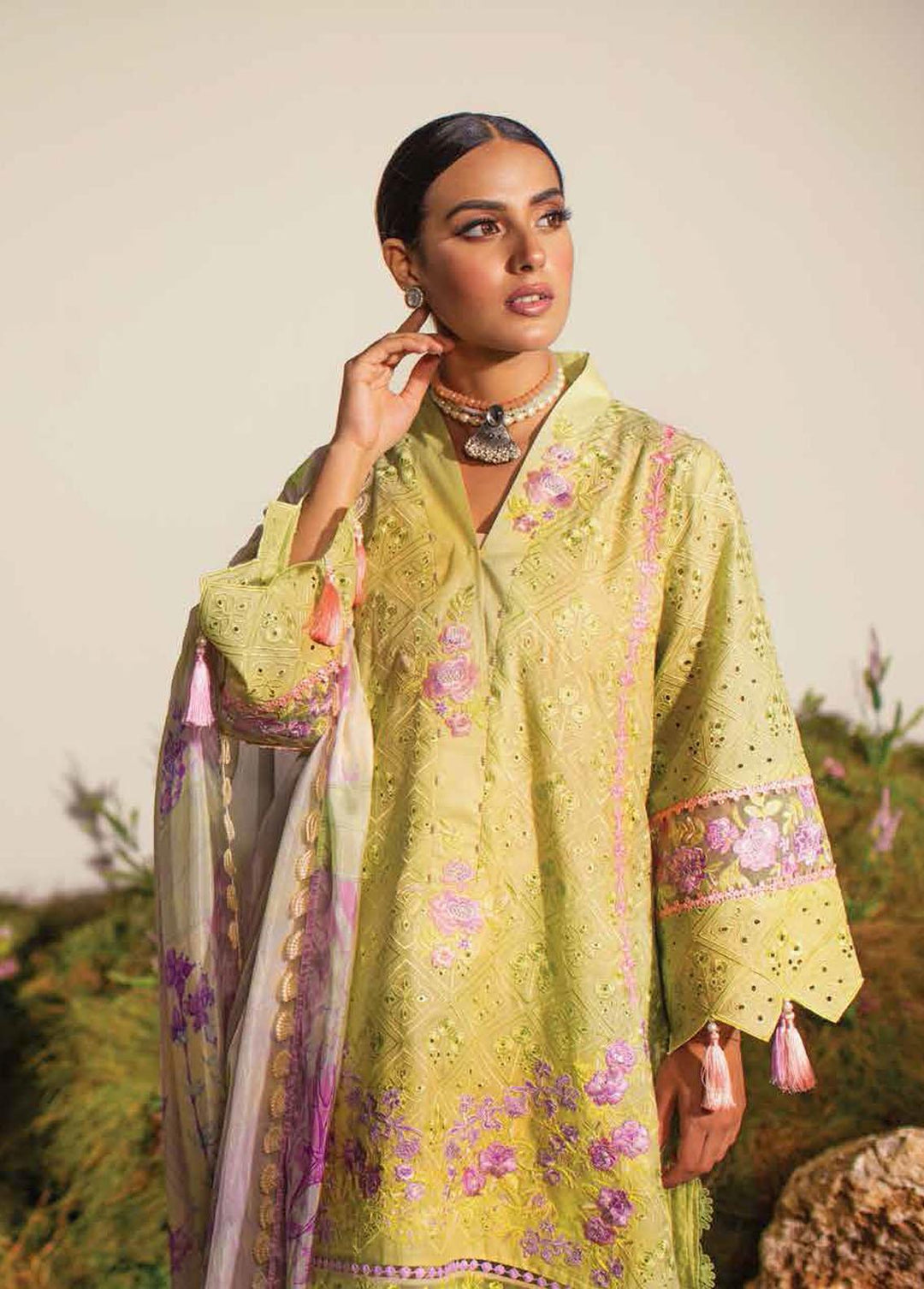 Ansab Jahangir Embroidered Lawn Suits Unstitched 3 Piece ANJ22ZL AJL22-10 - Summer Luxury Collection