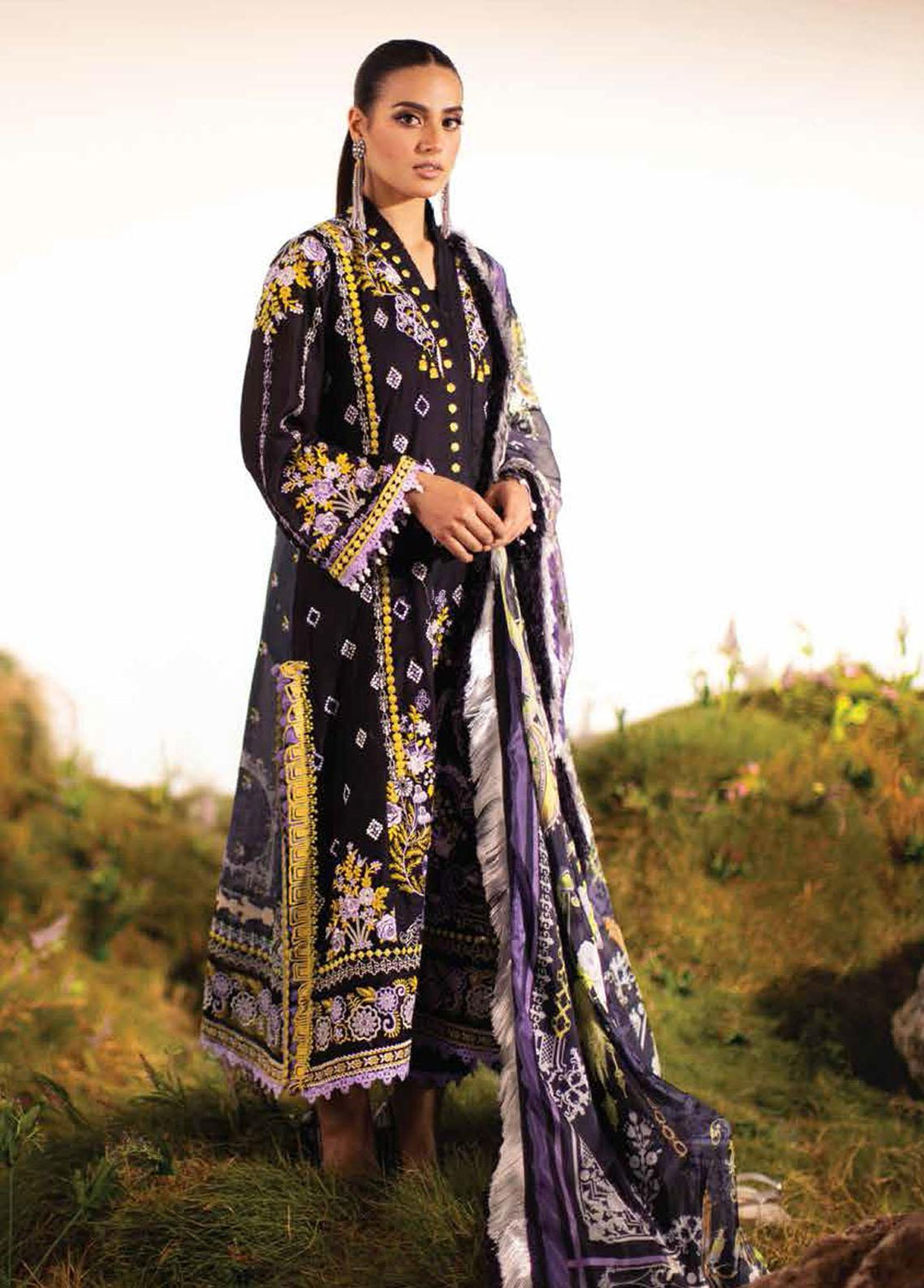 Ansab Jahangir Embroidered Lawn Suits Unstitched 3 Piece ANJ22ZL AJL22-11 - Summer Luxury Collection