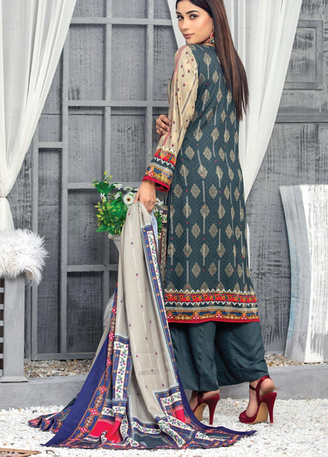 Antique By MTF Embroidered Linen Suits Unstitched 3 Piece MTF21A 07 - Winter Collection
