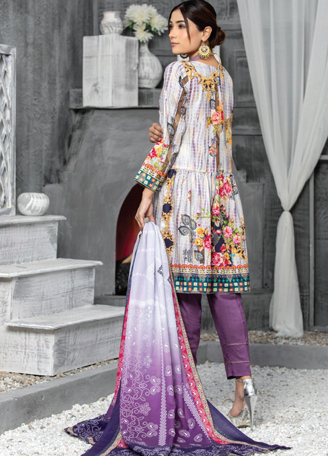 Antique By MTF Embroidered Linen Suits Unstitched 3 Piece MTF21A 08 - Winter Collection