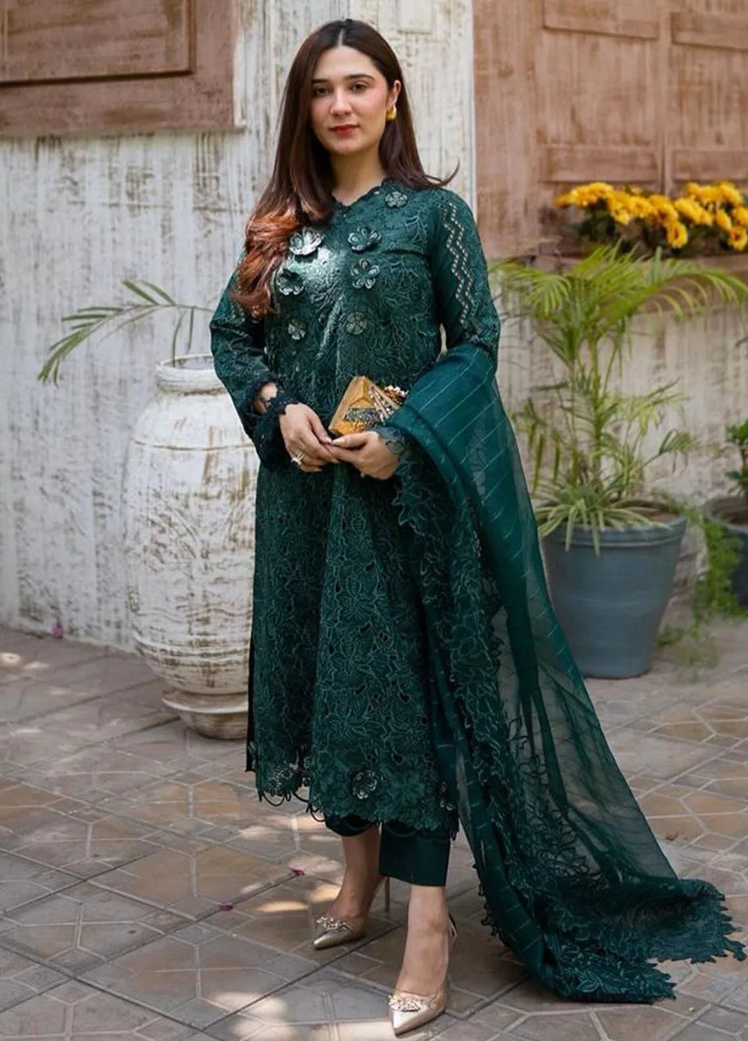 Apana By Aabyaan Embroidered Chikankari Suit Unstitched 3 Piece ABY24A AL-01 Mahgul - Festive Collection