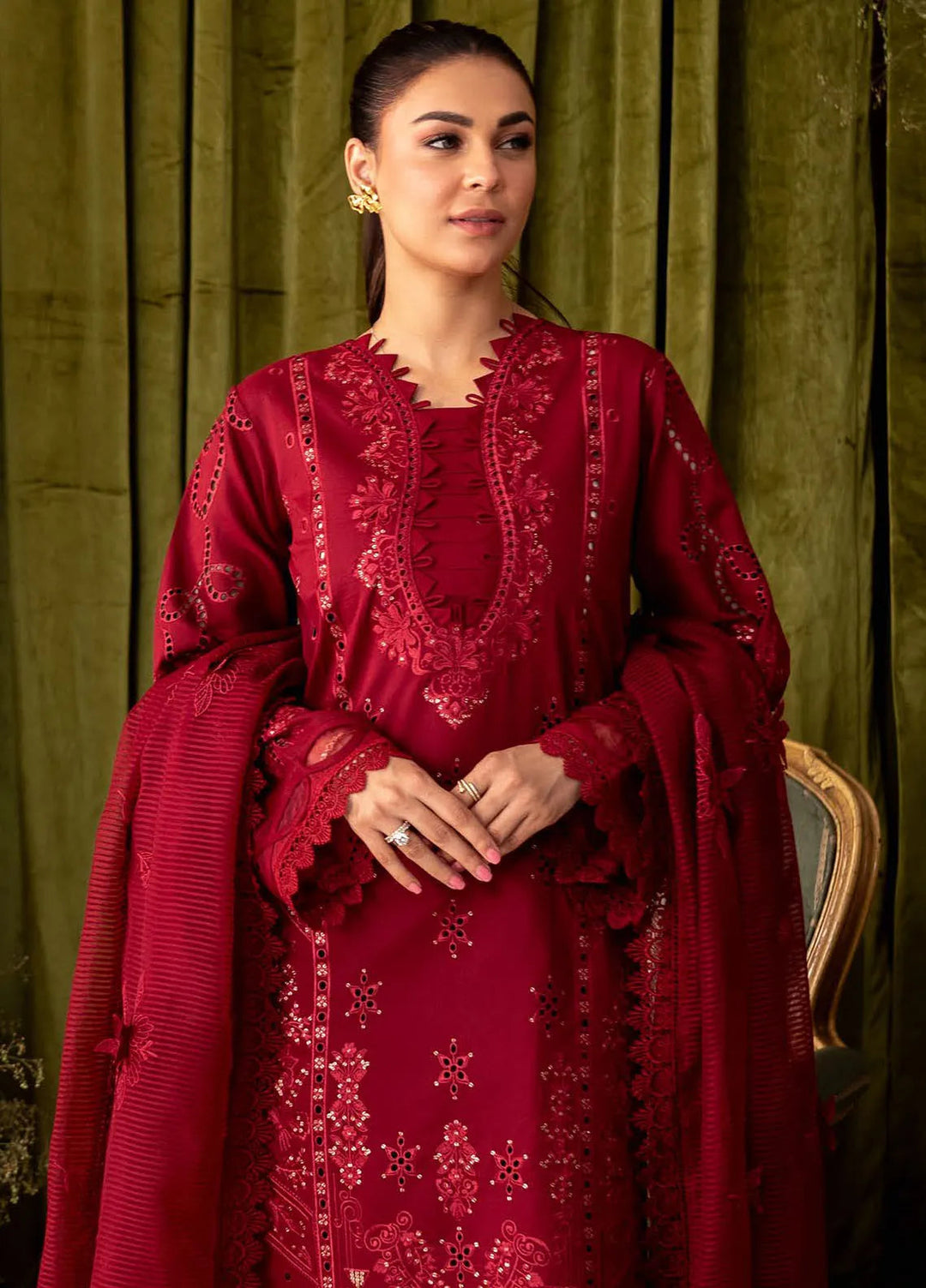 Apana By Aabyaan Embroidered Chikankari Suit Unstitched 3 Piece ABY24A AL-02 Gul Meena - Festive Collection