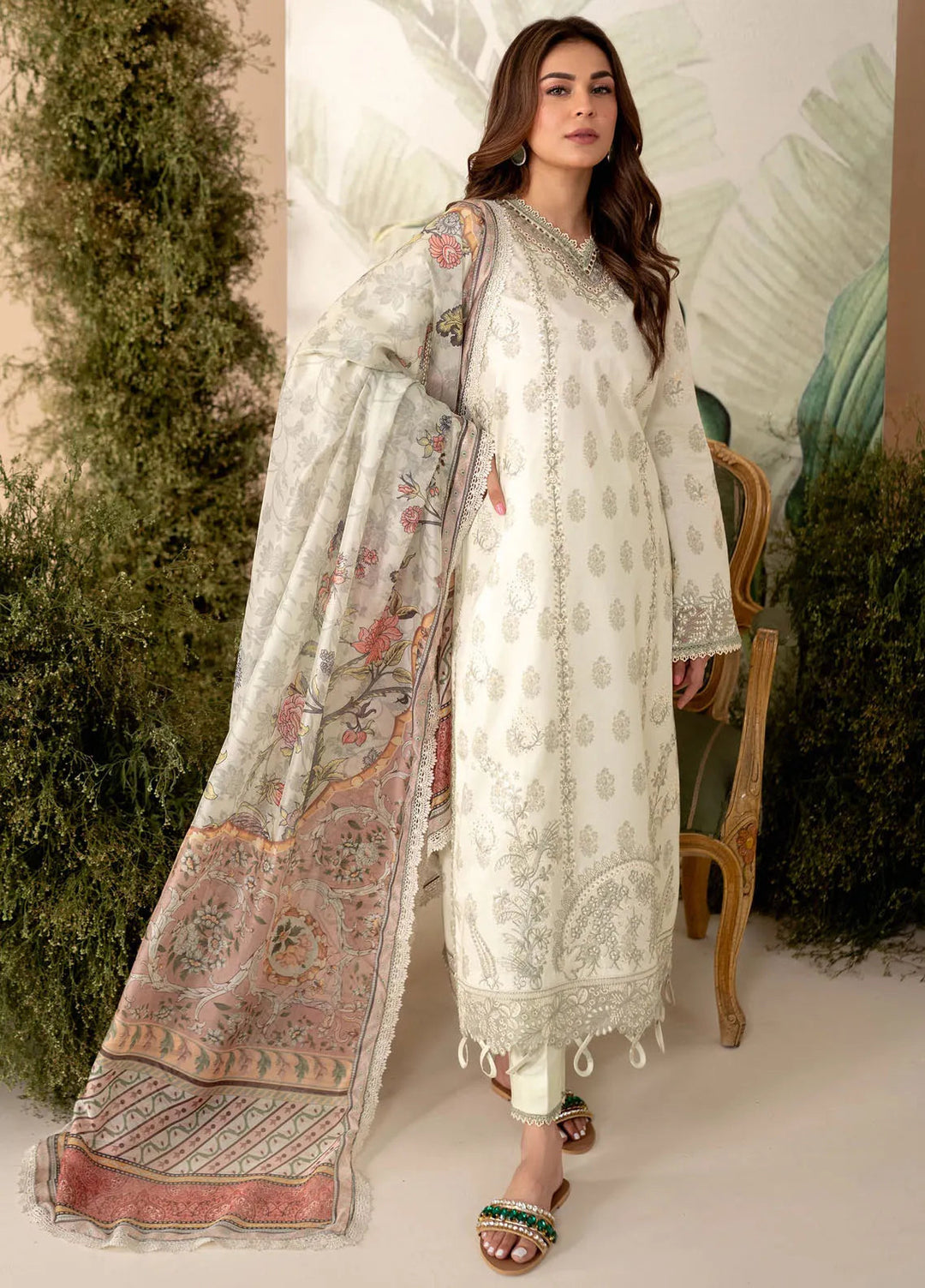 Apana By Aabyaan Embroidered Chikankari Suit Unstitched 3 Piece ABY24A AL-08 Zarmeenay - Festive Collection