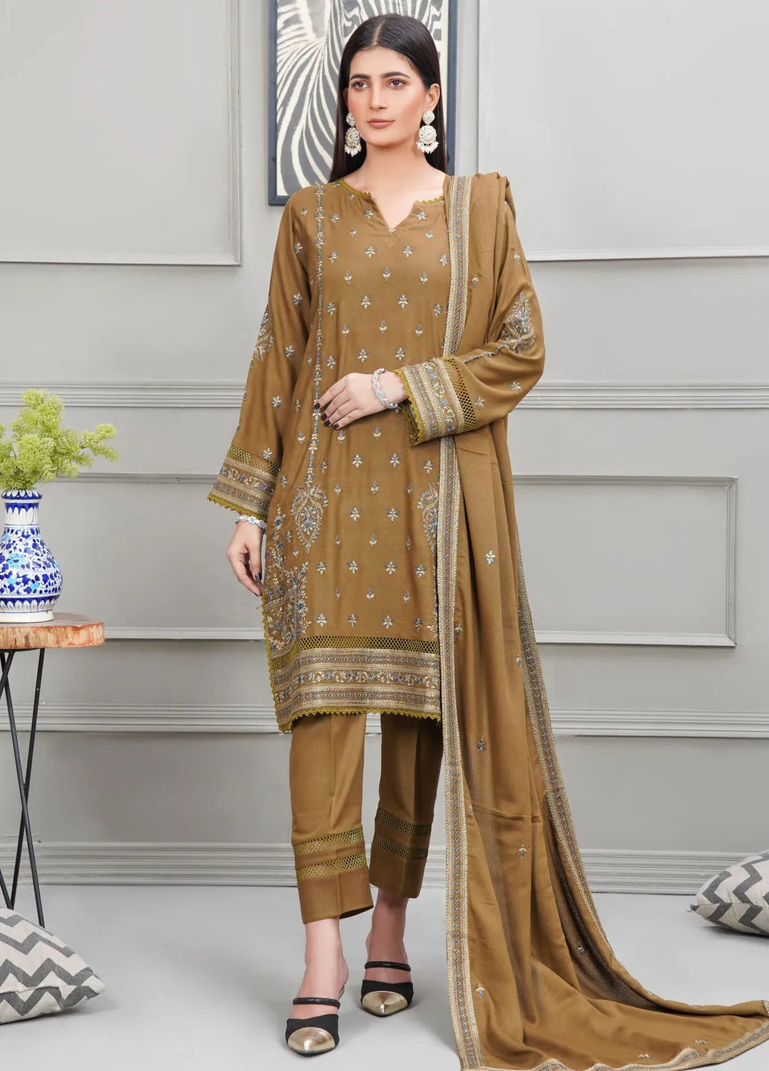 Apricity By Pashmire Pret Embroidered Karandi 3 Piece Suit Daffodils