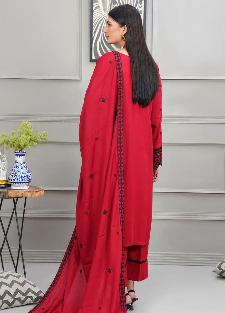 Apricity By Pashmire Pret Embroidered Karandi 3 Piece Suit Ruby