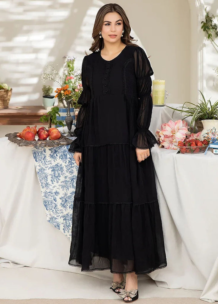 Apricocia Pret Printed Chiffon 1 Piece  Black Swan