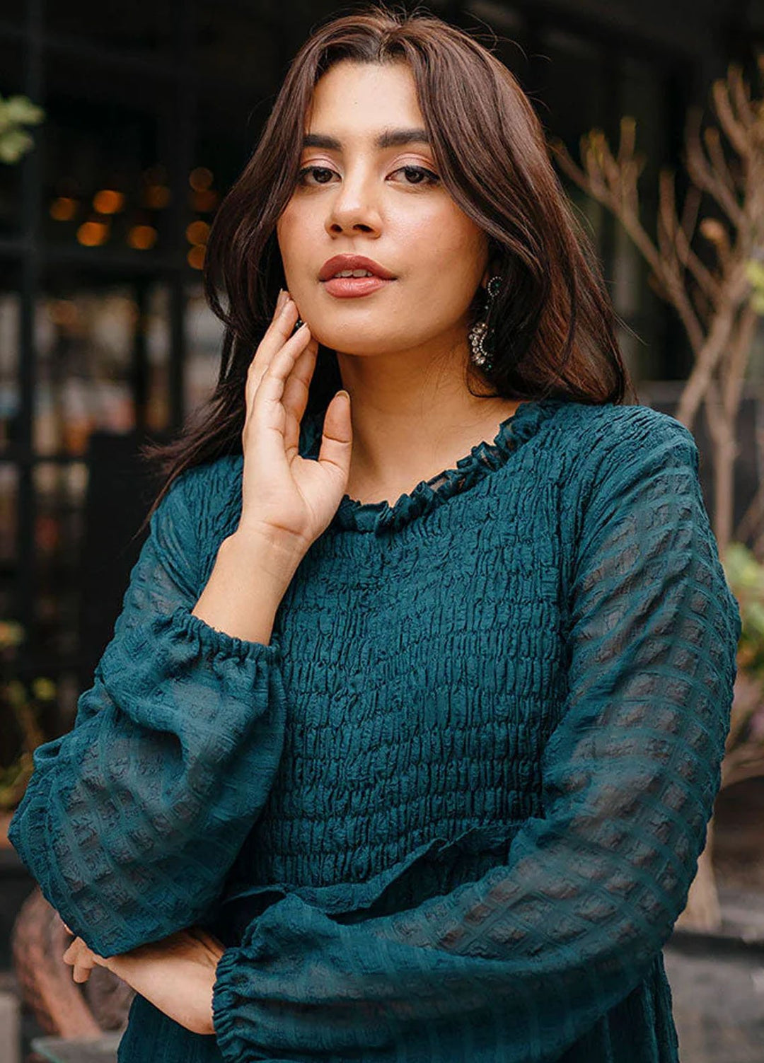 Apricocia Pret Printed Chiffon 1 Piece  Green Mist
