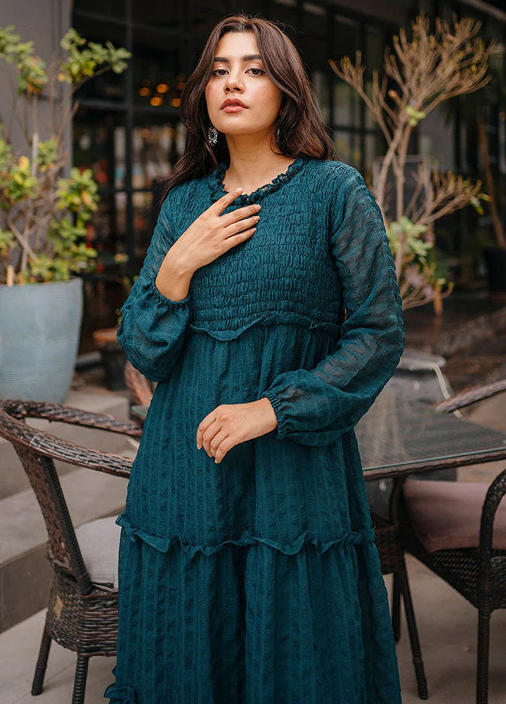 Apricocia Pret Printed Chiffon 1 Piece  Green Mist
