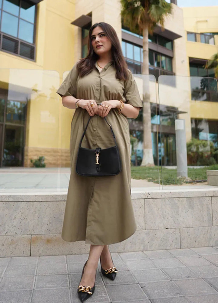 Apricocia Pret Printed Chiffon 1 Piece Olivine