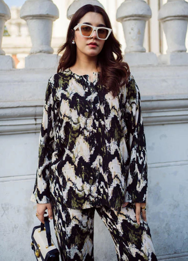 Apricocia Pret Printed Linen 1 piece Canvas Cord Set