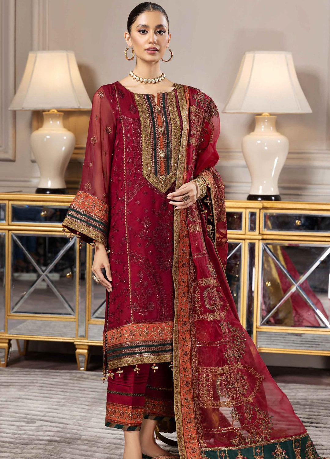 Aqs-e-Dast By Alizeh Fashion Embroidered Chiffon Suits Unstitched 3 Piece AFB22-F11 01 Mehlika - Festive Collection