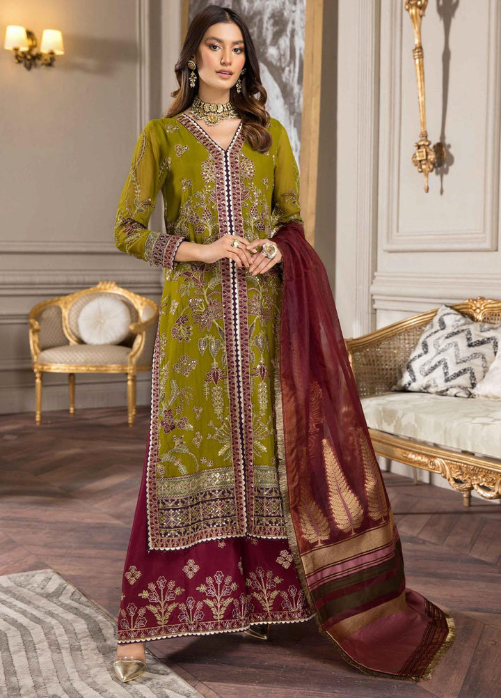 Aqs-e-Dast By Alizeh Fashion Embroidered Chiffon Suits Unstitched 3 Piece AFB22-F11 05 Nayab - Festive Collection