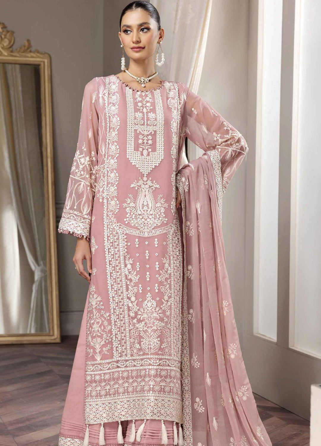 Aqs-e-Dast By Alizeh Fashion Embroidered Chiffon Suits Unstitched 3 Piece AFB22-F11 08 Almira - Festive Collection