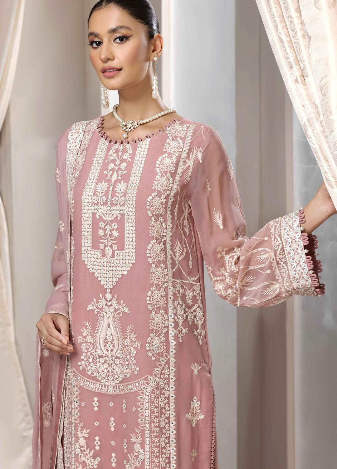 Aqs-e-Dast By Alizeh Fashion Embroidered Chiffon Suits Unstitched 3 Piece AFB22-F11 08 Almira - Festive Collection
