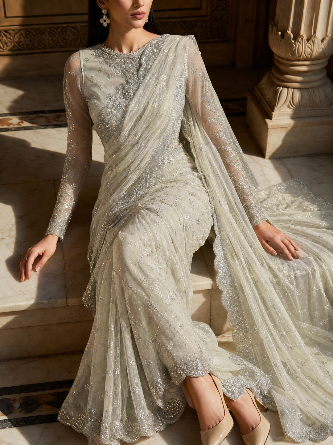 Riwayat by Zarif Unstitched Embroidered Net 4 Piece Suit ZR26URN Atash ZRF-RC-01 - Festive Collection