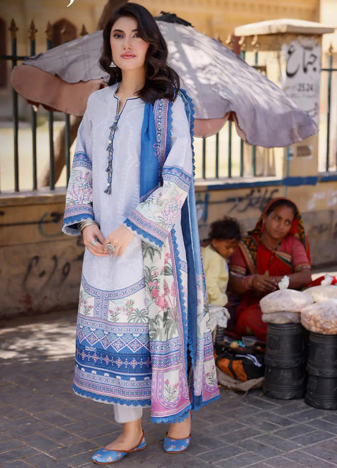 Arabic Lawn By Asim Jofa Printed Suit Unstitched 3 Piece AJ24AL AJPL-01 - Summer Collection