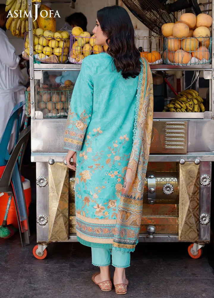 Arabic Lawn By Asim Jofa Printed Suit Unstitched 3 Piece AJ24AL AJPL-02 - Summer Collection
