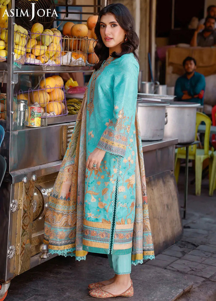 Arabic Lawn By Asim Jofa Printed Suit Unstitched 3 Piece AJ24AL AJPL-02 - Summer Collection