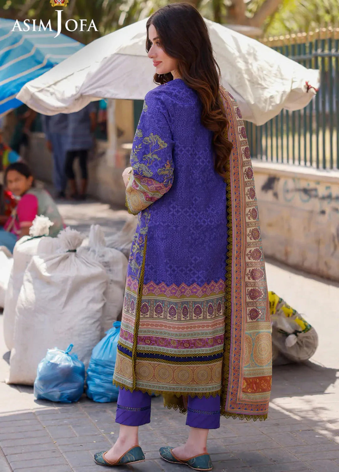 Arabic Lawn By Asim Jofa Printed Suit Unstitched 3 Piece AJ24AL AJPL-03 - Summer Collection