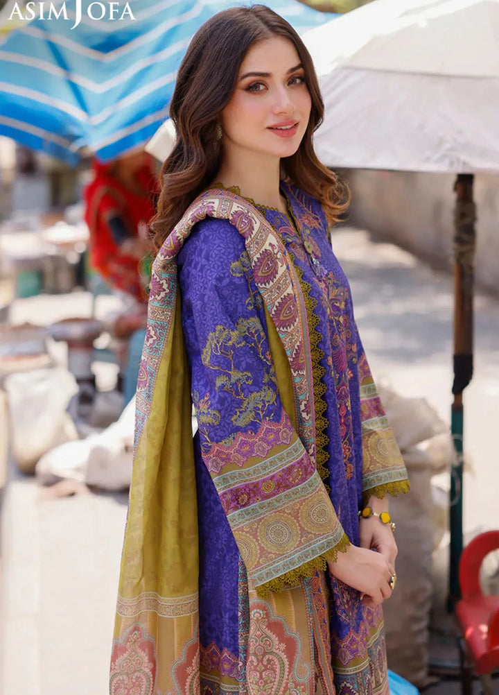 Arabic Lawn By Asim Jofa Printed Suit Unstitched 3 Piece AJ24AL AJPL-03 - Summer Collection