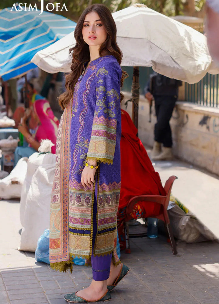 Arabic Lawn By Asim Jofa Printed Suit Unstitched 3 Piece AJ24AL AJPL-03 - Summer Collection