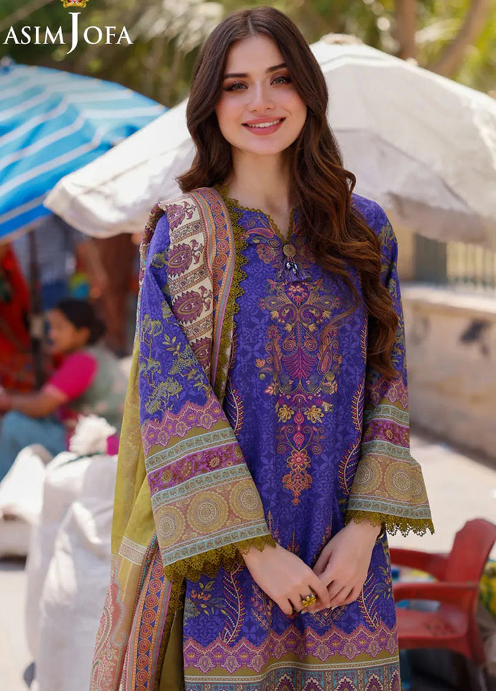 Arabic Lawn By Asim Jofa Printed Suit Unstitched 3 Piece AJ24AL AJPL-03 - Summer Collection